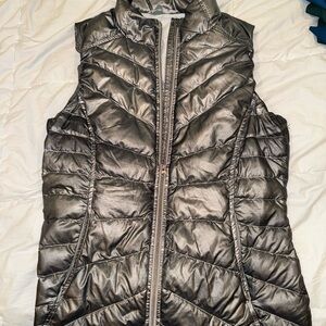 Athleta Shiny Silver Puffer Vest